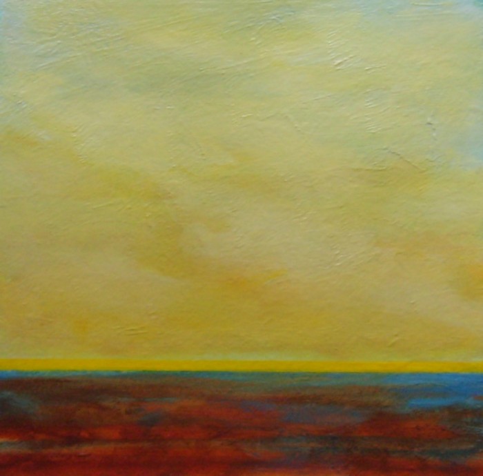 sunrise no. 47,  mixed media on paper,  6x6 inches,  2011