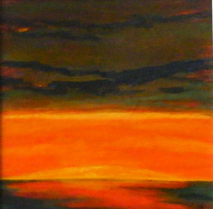 sunrise no. 59,  mixed media on paper,  6x6 inches,  2011